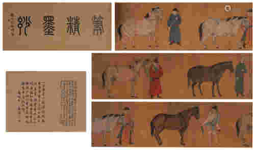 The Chinese silk scroll painting, Li Gonglin mark