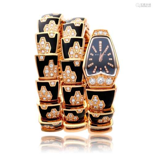 Reference SP P 26 G Serpenti, A pink gold, diamond-set and e...