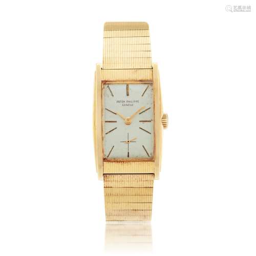 Reference 2580/1, A yellow gold rectangular wristwatch with ...