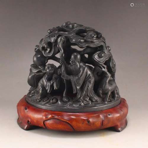 Zitan Wood Incense Burner w Huanghua Li Wood Base