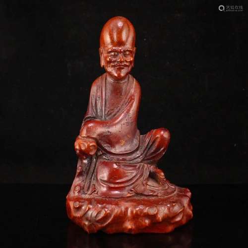 Vintage Chinese Bamboo Carved Buddhism Arhat Statue