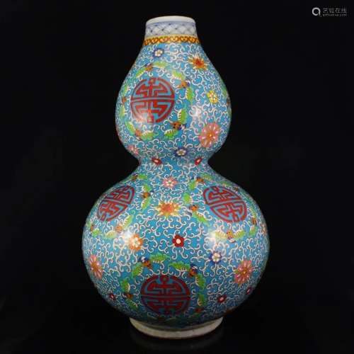 Qing Cloisonne Inlay Copper Wire Porcelain Big Gourd Vase