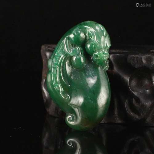 Superb Chinese Natural Dushan Jade Chi Dragon Pendant