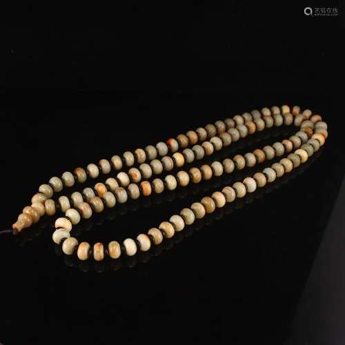 Vintage Chinese Hetian Jade Beads Prayer Necklace