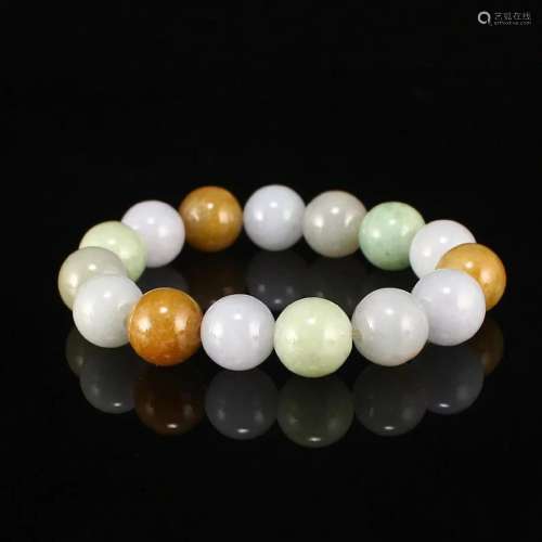 14 MM Natural Jadeite Beads Bracelet