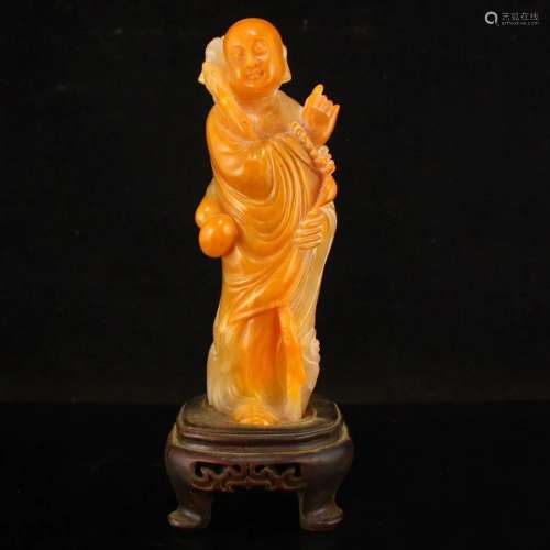 Vintage Tianhuang Stone Buddhism Arhat Statue