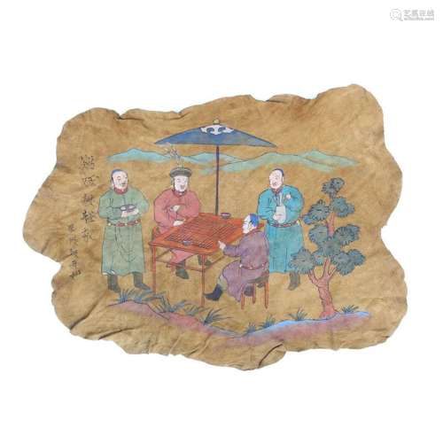 Chinese Liao Dy Hand-drawn Sheepskin Figure Painting