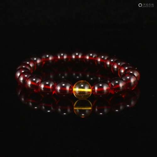 9 MM Natural Amber Beads Bracelet