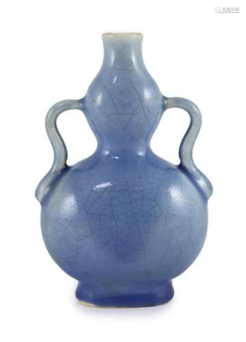A Chinese blue crackle glazed double gourd flask, Qianlong s...