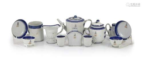 A Chinese export armorial forty two piece part tea service, ...