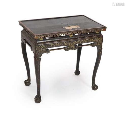 A Chinese export black lacquer and parcel-gilt stand, second...