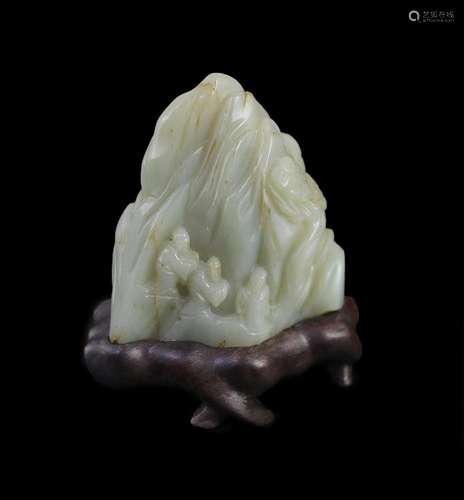 A Chinese pale celadon jade ‘Sanqing’ boulder carving, 18th ...