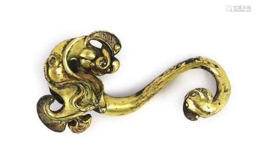 A Chinese gilt bronze ‘chilong’ belt hook, probably Warring ...