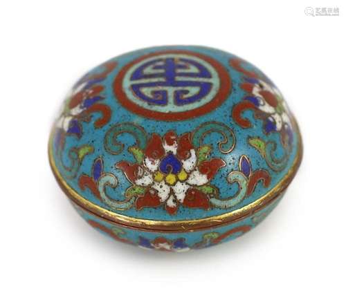 A Chinese cloisonné enamel seal paste box and cover, 17th/18...