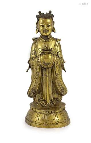 A Chinese Ming gilt bronze figure of an immortal, 16th/17th ...