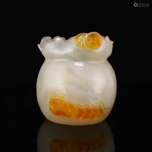 Chinese Natural Agate Moneybag Brush Washer