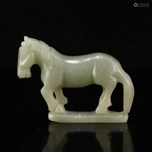 Hand Carved Chinese Hetian Jade Fortune Horse Statue