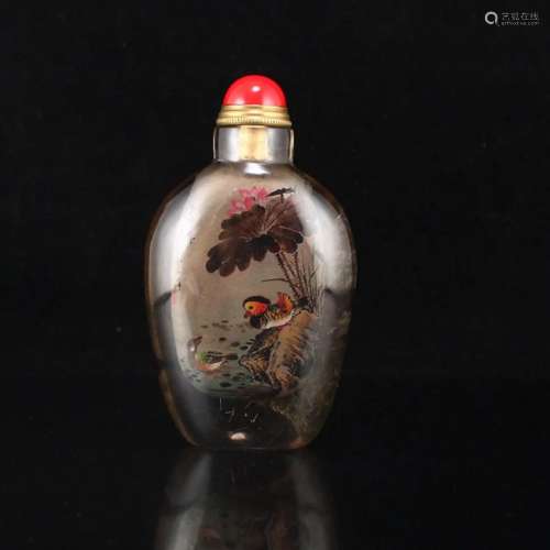 Qing Dy Crystal Inside Painting Snuff Bottle