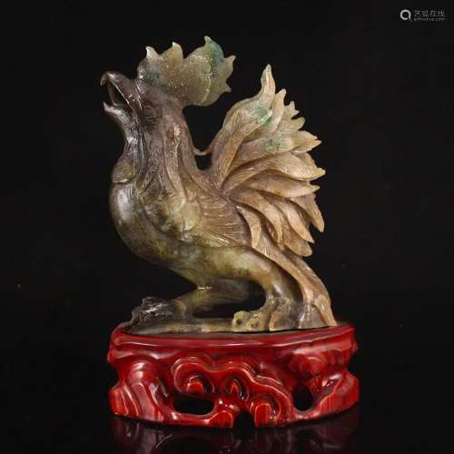 Chinese Natural Dushan Jade Rooster Statue