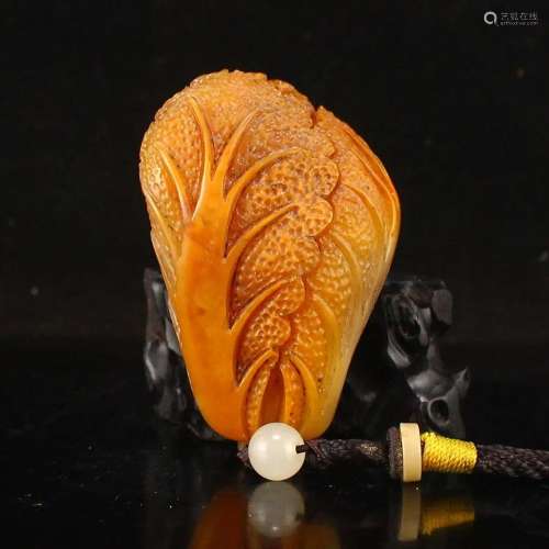 Shoushan Stone Carved Fortune Cabbage Pendant