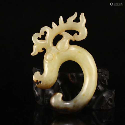 Chinese Natural Hetian Jade Lucky Deer Head Pendant