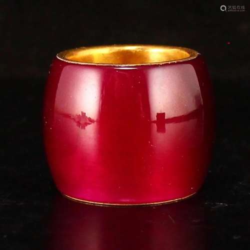 Beautiful Ruby Thumb Ring With Gold Ornament