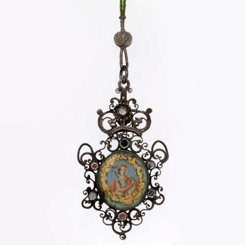 Silver rosary finial, 18th Century.