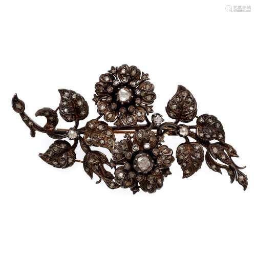 Diamonds floral brooch, 19th Century.