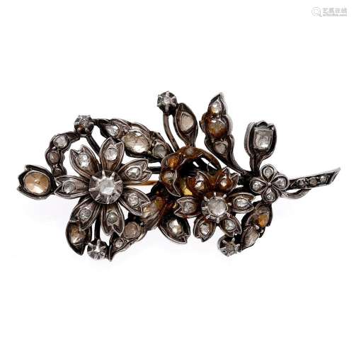 Diamonds floral brooch, 19th Century.