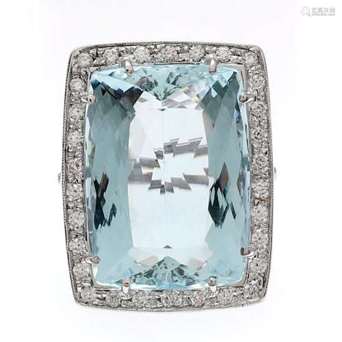 Aquamarine and diamonds ring.