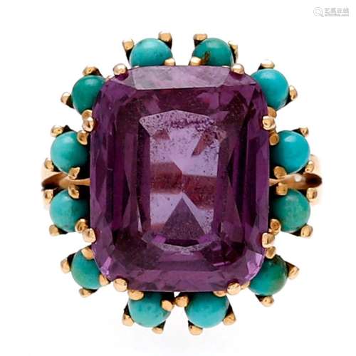Gemstones rosette ring, circa 1970.