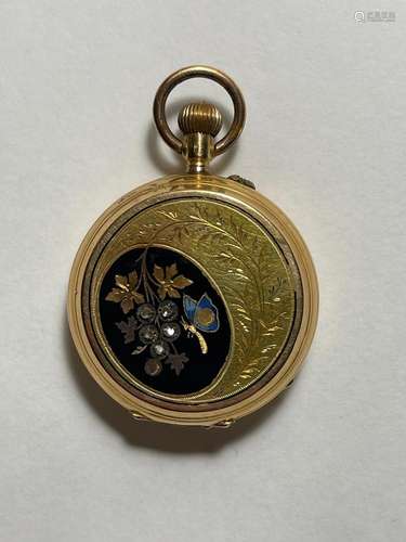 Gold and enamel pocket watch, 19th Century.