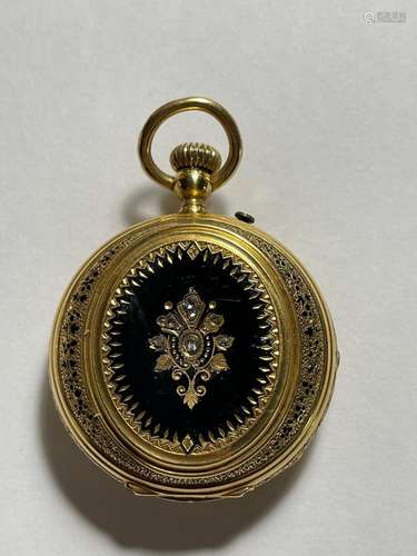 Paul Jeannot pocket watch in gold, 19th Century.