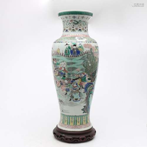 Chinese Kangxi-style vase in green family porcelain, early 2...