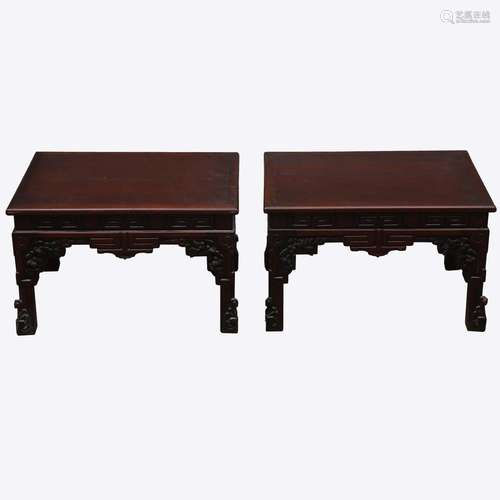 Pair of Chinese or Filipino stools in huangmu wood, late 19t...