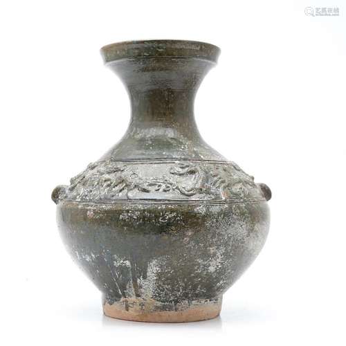 Chinese Han-style "Hu" vase in glazed stoneware, p...