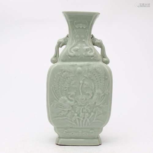 Chinese Celadon porcelain vase, with embossed decoration, pr...