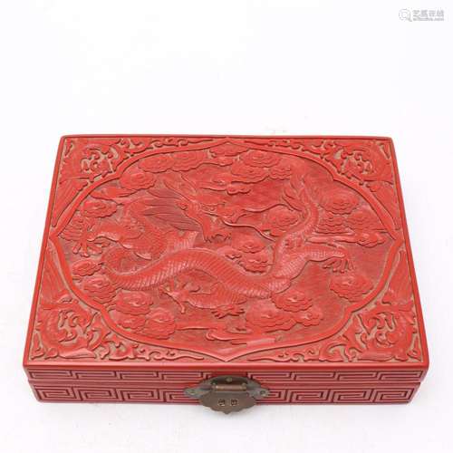 Chinese box in cinnabar lacquer, third quarter of the 20th C...