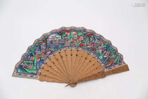 Chinese "thousand faces" fan, 19th Century.