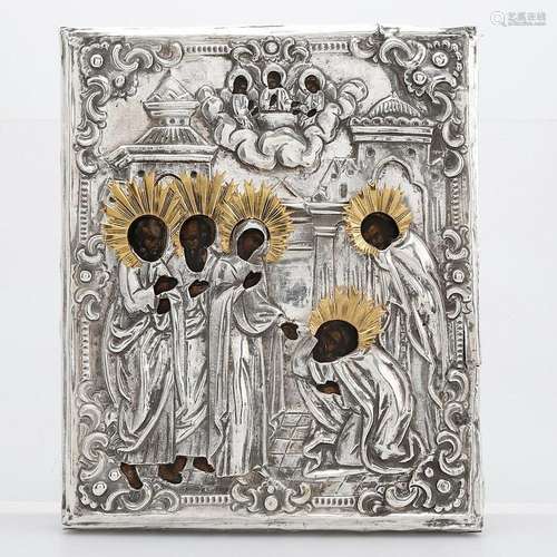 RUSSIAN SCHOOL, 19TH CENTURY. Apparition of the Virgin to Se...