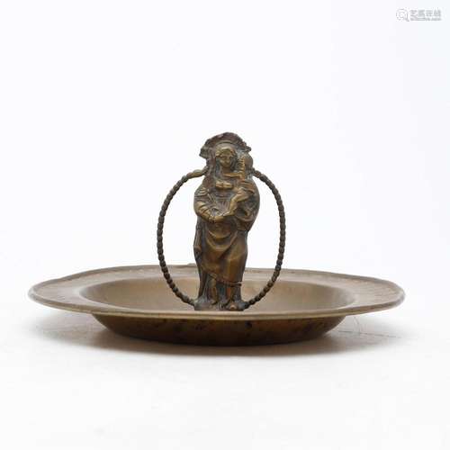 Brass charity dish with Our Lady of the Rosary, 17th Century...