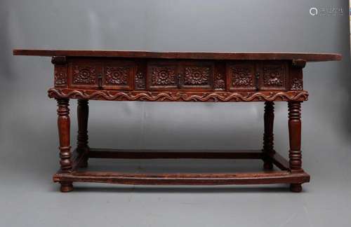 MEXICAN refectory table in carved walnut, early 18th century...