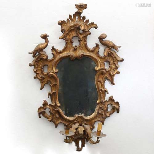 Spanish Rococo-style ornamental mirror with carved and gilt ...