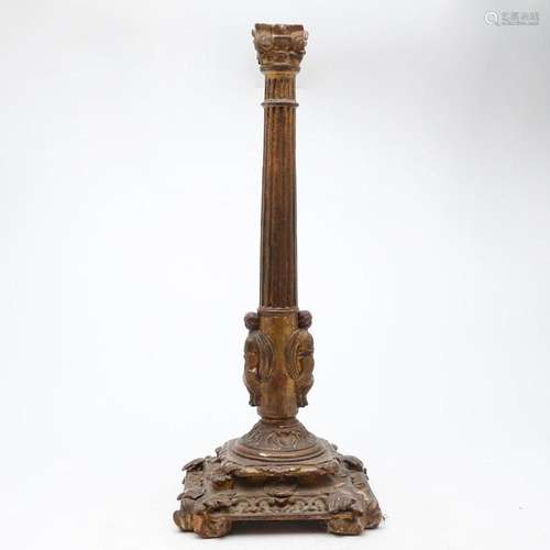 Spanish column in carved and gilt wood, 16th Century.