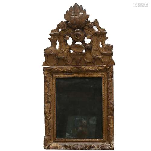 French mirror with Regency-style frame in stuccoed and gilt ...