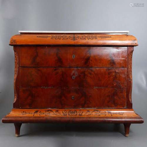 Fernandine chest of drawers in mahogany and mahogany palm, c...