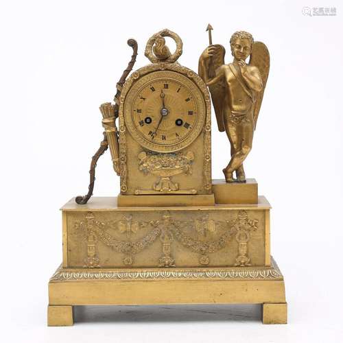 French Empire-style table clock in gilt bronze, 19th Century...