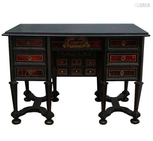 "Mazarino bureau table in ebonised wood with Boulle-lik...