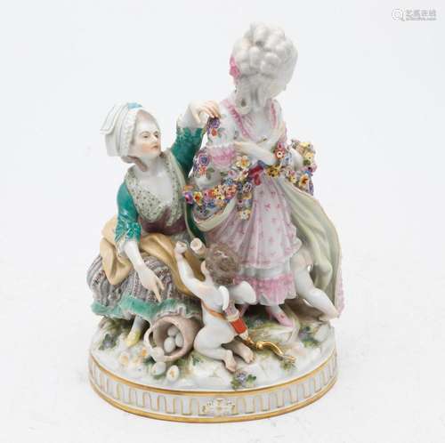 "The Egg Basket", group in Meissen porcelain, 19th...