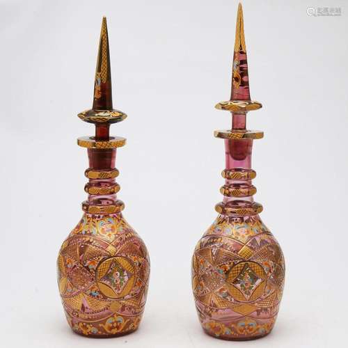 Pair of large decanters, probably Bohemian, for the Iranian ...